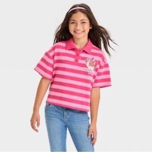 Disney NWT Lady & the Tramp striped polo shirt girls XS,M,L,XL Valentine…